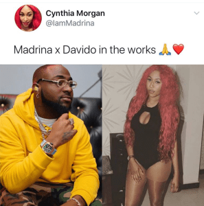 Davido, Cynthia Morgan Working On New Song (Photo)