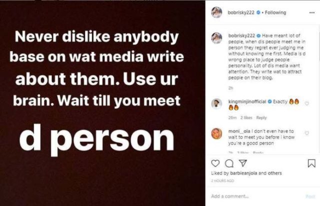 Bobrisky Advises Fans On Quick Judgment