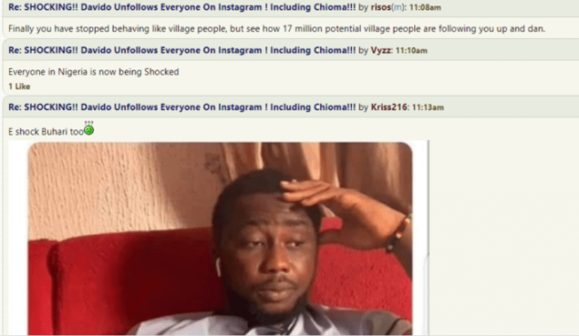 Fan Reacts As Davido Unfollows Chioma On Instagram