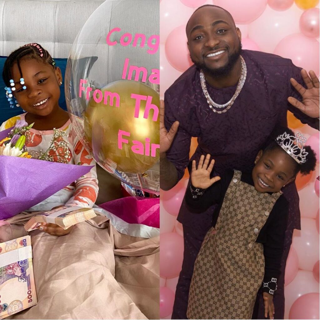 Davido’s Daughter Imade Receives Bundles Of Cash And Awesome Gifts As She Celebrates Her First Broken Tooth