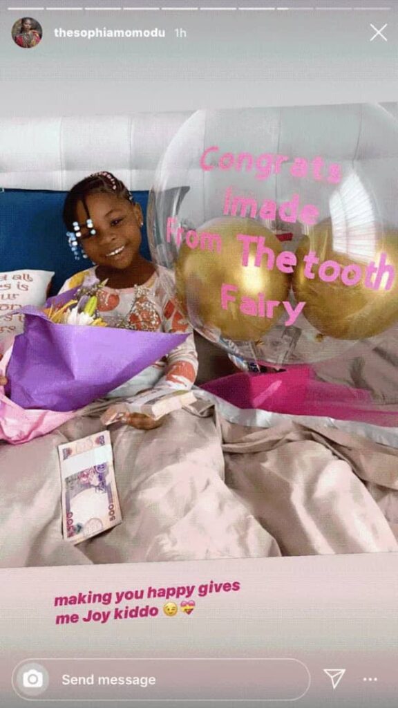 Davido’s Daughter Imade Receives Bundles Of Cash And Awesome Gifts As She Celebrates Her First Broken Tooth