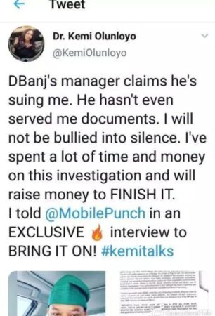 Kemi Olunloyo Dares  The Ex-Manager Of D’banj, Franklin Amudo