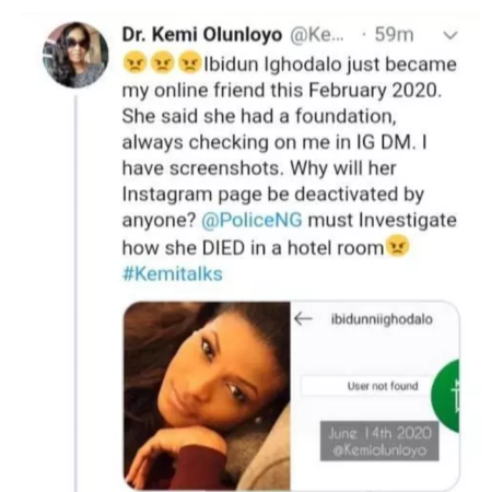 “I Want To Know If This Was Suicide Or Murder” – Kemi Olunloyo Reacts To Ibidun' Death