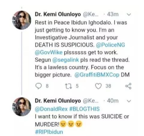 “I Want To Know If This Was Suicide Or Murder” – Kemi Olunloyo Reacts To Ibidun' Death