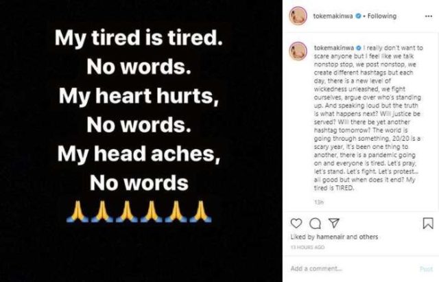 ‘Toke Makinwa Speaks On World Issues (Photo)