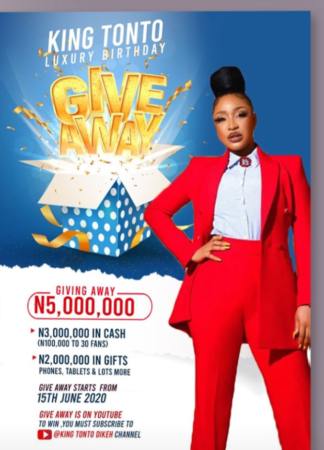 Tonto Dikeh Launches Her Five Million Naira Giveaway In Top Style