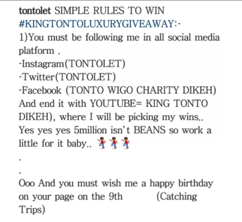 Tonto Dikeh Launches Her Five Million Naira Giveaway In Top Style