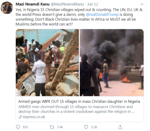 Dont Black Christain Lives Matter Too? - Angry Nnamdi Kanu Reacts to killing of Christians