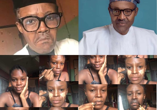 Talented Makeup Artist Paints Her Face To Look Like Buhari