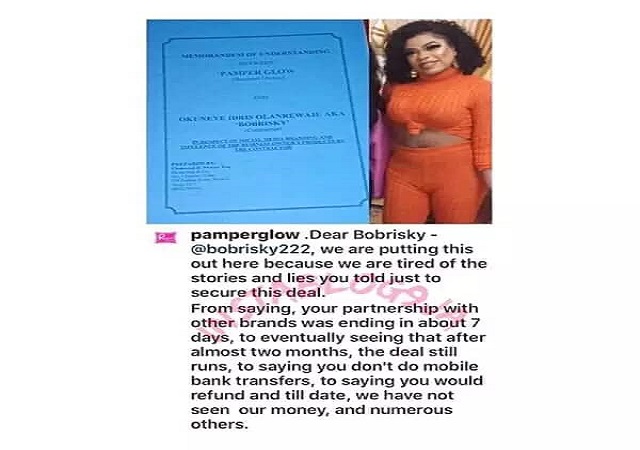 " We Are Tired Of The Lies" - Popular Brand ‘Drags’ Bobrisky For Breaching Two Million Naira Contract