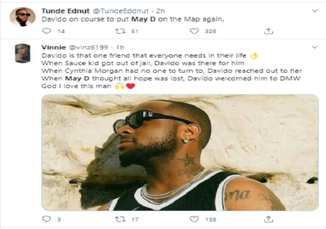 See Fans Reactions As Davido Signs May D To DMW Label