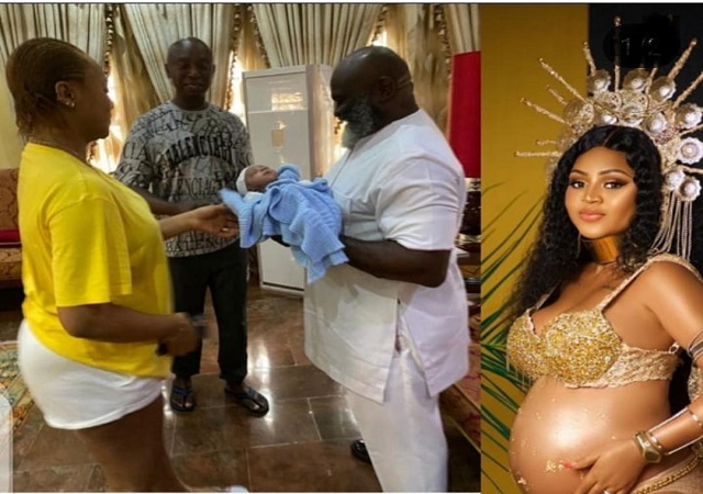 Regina Daniels Shows The Face Of Her Son For The First Time As Harry B Pays Her A Visit