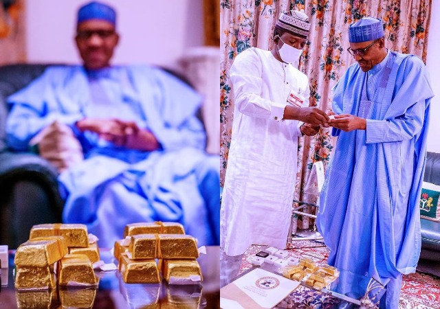 Governor Matawalle Presents Gold Bars To President Buhari