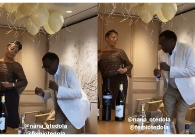 Femi Otedola Dances “Gbese” During His Wife, Nana Otedola’s 50th Birthday Celebration (Video)