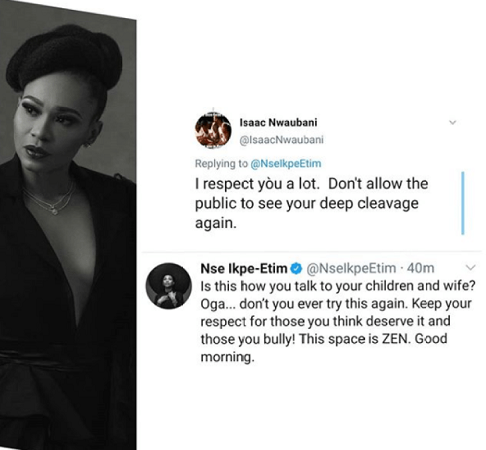 Actress Nse Ikpe-Etim Blasts Man Who Asked Her To Stop Exposing Her Body