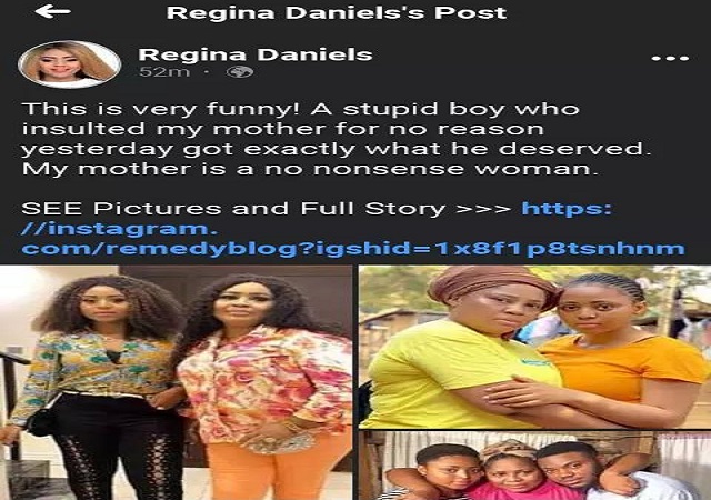 Fan Blast Regina Daniels After Her Reply To A Reaction On Her Post