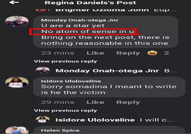 Fan Blast Regina Daniels After Her Reply To A Reaction On Her Post