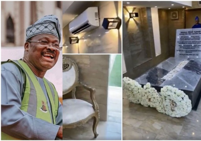 Nigerians React After Video Of Late Senator Ajimobi’s Air-Conditioned Burial Ground Was Disclosed