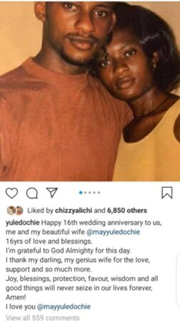 Yul Edochie Pens Down Lovely Message to Wife As They Celebrates Their 16th Anniversary