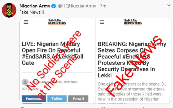 We didn’t shoot #EndSARS protesters – Army denies despite video evidence