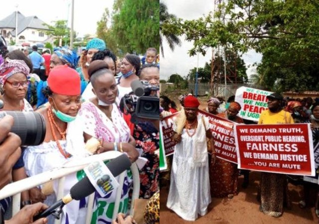 Delta Women Protest Against Regina Daniels Husband Ned Nwoko [Photos]