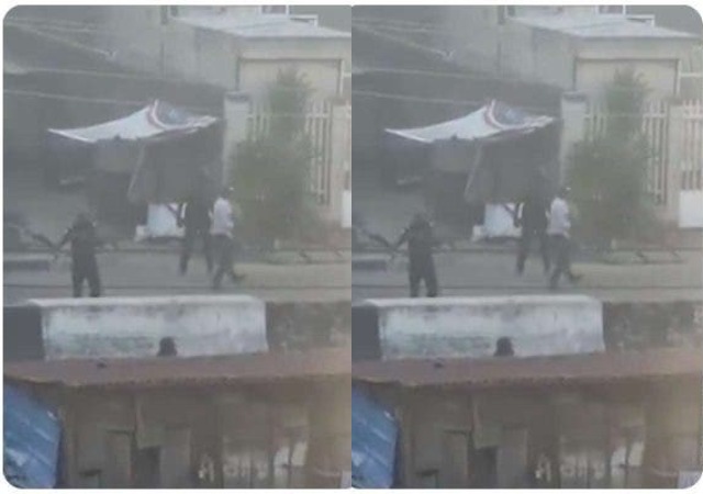 Breaking: Video of Policemen Shooting At Adekunle, Yaba Lagos Surface