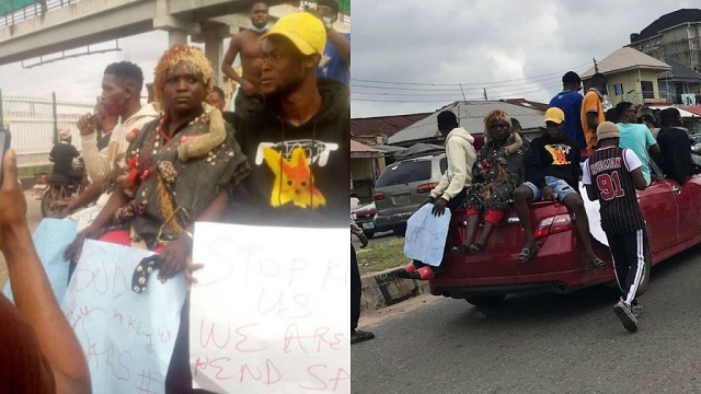 Drama as Protesters Storm Abeokuta with Charms [Photos]
