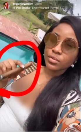 BBNaija’s Erica Spotted Smoking Cigar