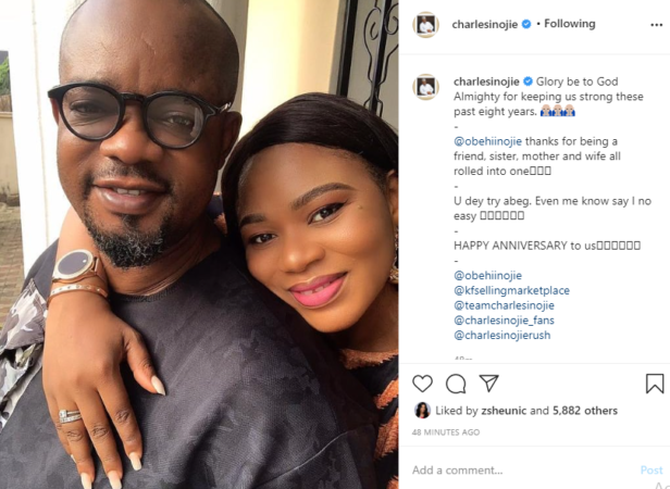 Actor Charles Inojie and Wife, Obehi Celebrates 8th Wedding Anniversary