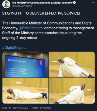 Minister of Comm. & Digital Economy, Dr. Isa Pantami Gives Exercise Tips in Kaftan (Photos)