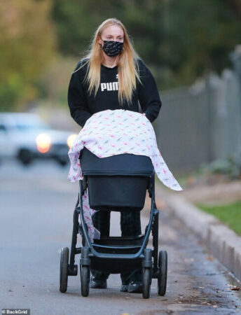 Games of Thrones Star, Sophie Turner Pictured On Stroll with 3-Month-Old Daughter