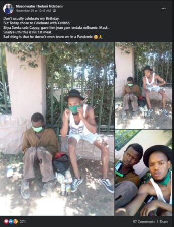 Man Spends Birthday with Beggar on the Street, Showers Him Gifts (Photos)