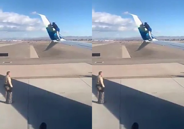 Man Climbs Wing of Plane About To Take Off (Video)