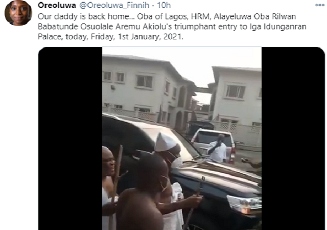 Oba of Lagos Returns Home Months after Mob Invaded His Palace