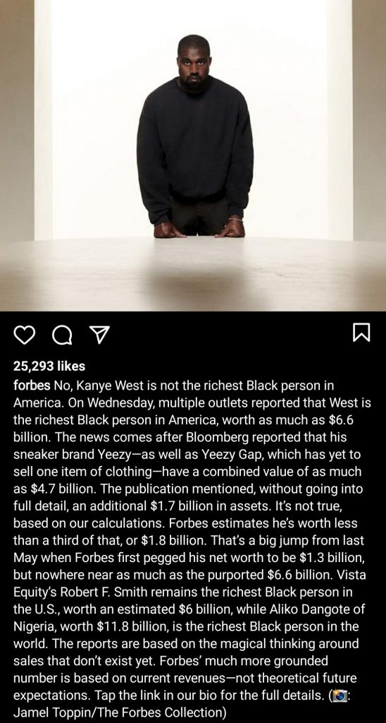 Kanye West Not Richest Black Man in America - Forbes