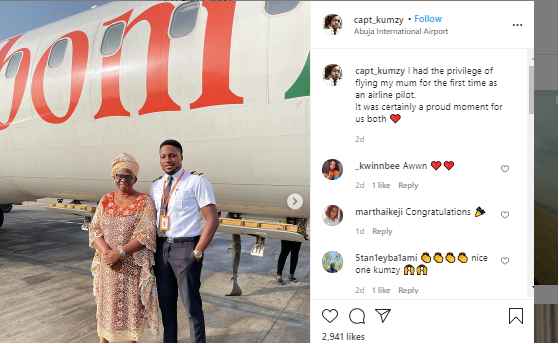 Nigerian Pilot Super Excited As He Flies His Mum for The First Time