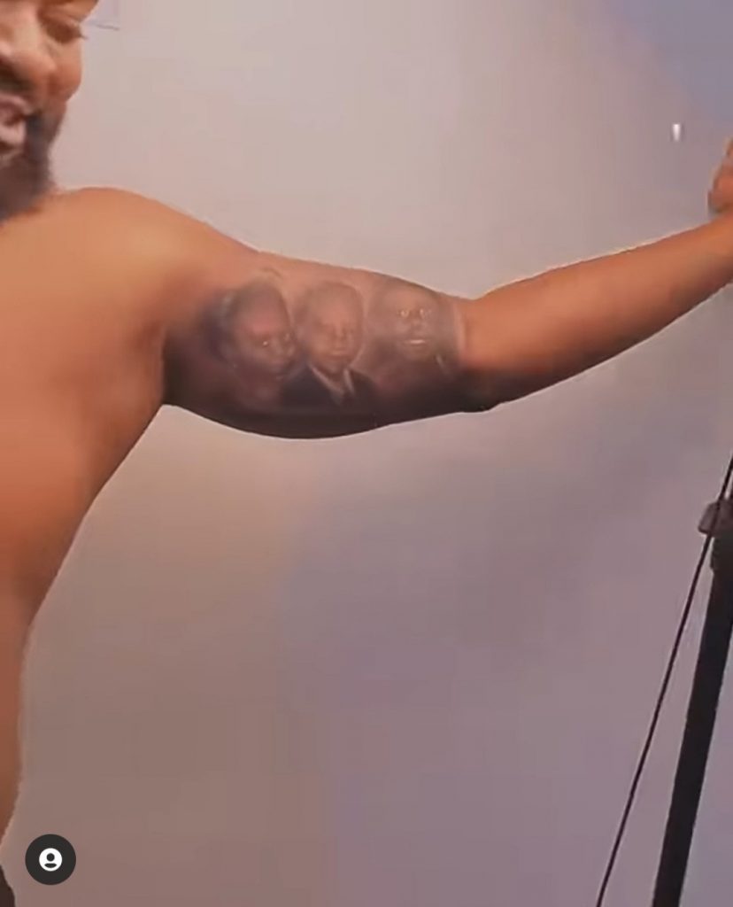 Falz Gets Tattoos of His Nuclear Family on His Arm [Photos]