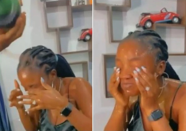 Simi Emotional As Friends Baths Her with Expensive Champagne on Her Birthday