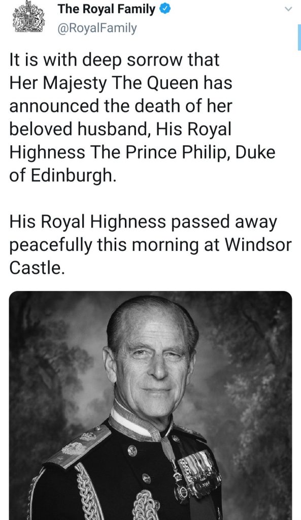 Queen Elizabeth’s husband, Prince Phillip dies at 99