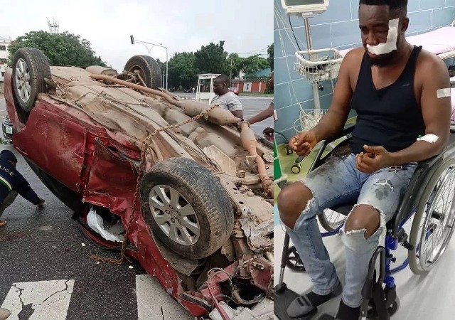 Nigerian Rapper, Mr Raw Survives Ghastly Motor Accident [Photos]