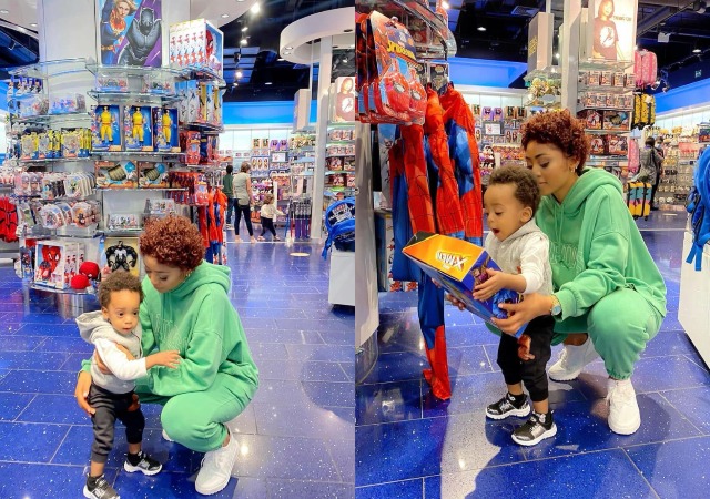 Regina Daniels Takes Her Son, Munir on an Expensive Shopping Abroad [Photos]