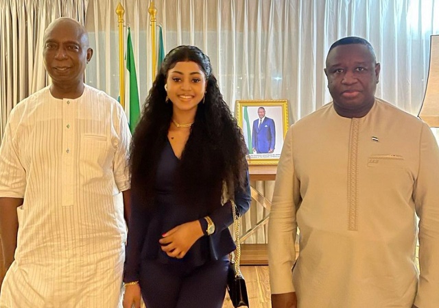 Actress Regina Daniels and Husband, Visits The President of Sierra Leone