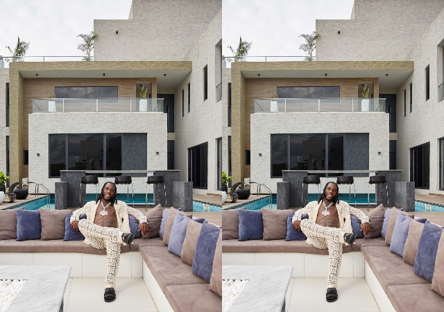 “This Is Where I Made My Grammy-Winning Album” – Burna Boy says as he flaunts his Lagos mansion