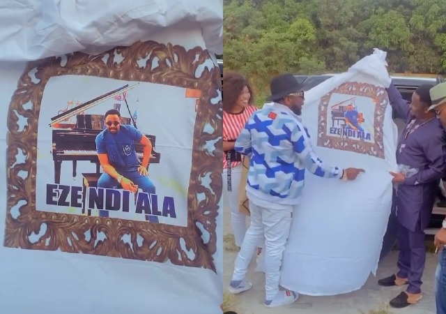 Fan Surprises nollywood star, Zubby Michael with a Customized Bed sheet [Photos]