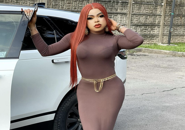 “Sey na coconut u put for chest nii”- reactions as Bobrisky’s Protruding chest In His Tight Clothes Causes Stir