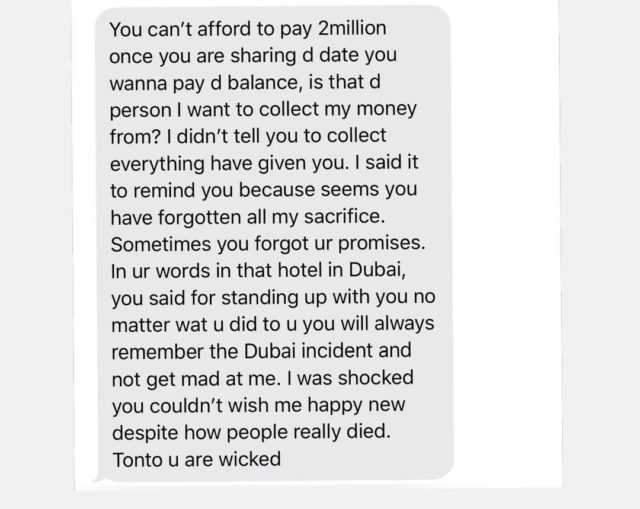 Tonto Dikeh leaks her private chats with Bobrisky [Screenshots]