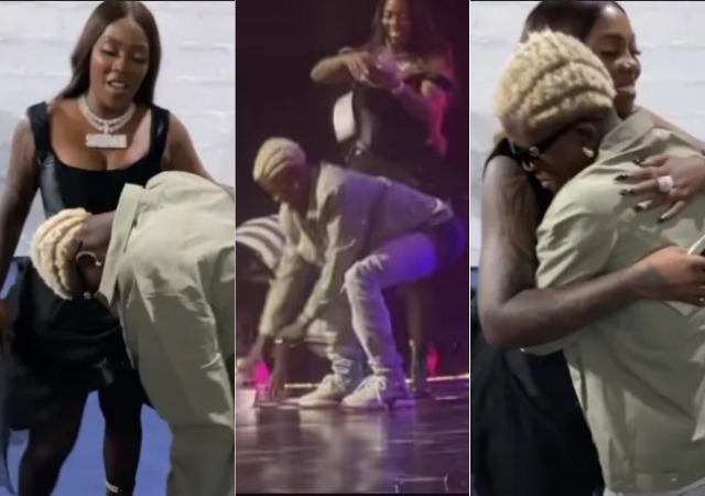 Singer, Portable Zazu Zeh Bows To Tiwa Savage After She Sprayed Money On Him On Stage [VIDEO]