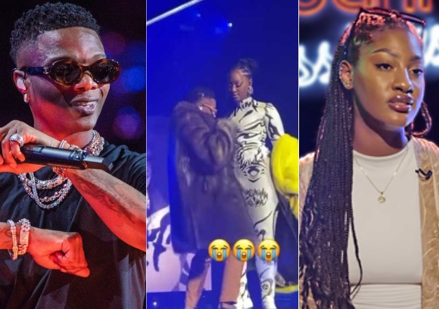 Moment Wizkid Tried to Lift Up Tems on Stage [VIDEO]