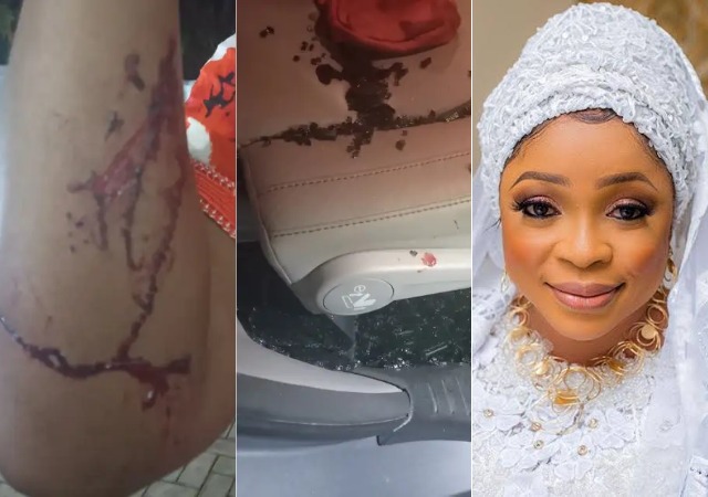 Kemi Afolabi injured and her car vandalized after she was attacked by traffic robbers in Lagos [VIDEO]