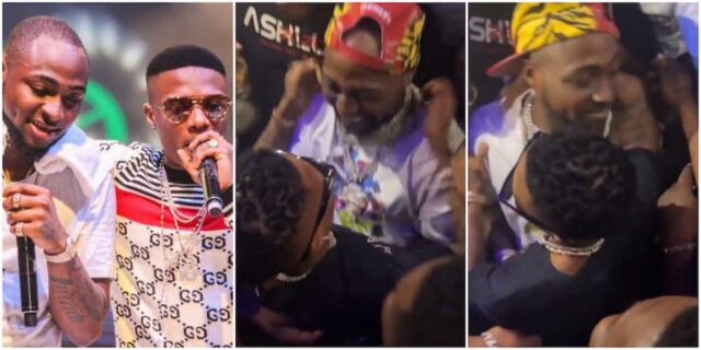 “Fans In The Mud”- Reactions As Davido & Wizkid Give Each Other A Warm Hug At A Nightclub In Lagos [VIDEO]